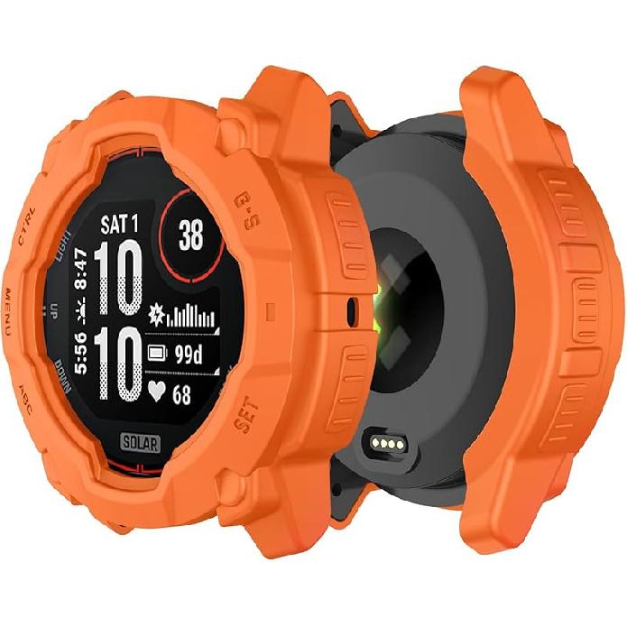 Case Cover Compatible with Garmin Instinct 3 45mm Case Protector TPU Protective Case Frame for Garmin Instinct 3 45mm Smart Watch (Black) Instinct 3 45mm оранжевый