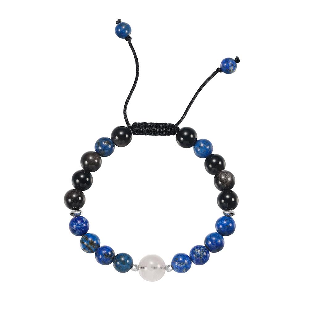 

EFFIE QUEEN Blue Lapis Stone Charm Bracelet Adjustable Natural Stone Jewelry Healing Crystal Bracelet for Women Men Gift GMB74