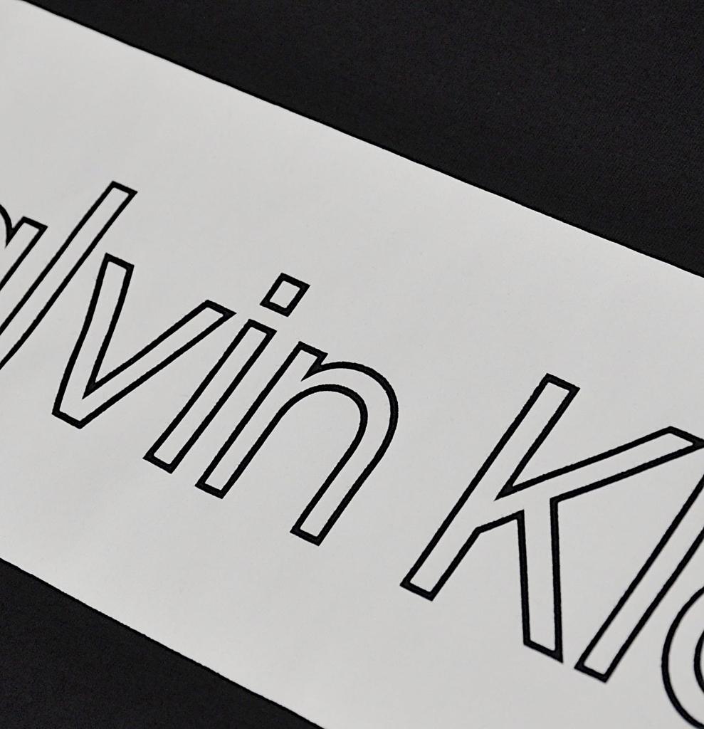 Calvin Klein Cotton Size L [Calvin Klein] Men's Short-Sleeve T-Shirt, Two-Tone Logo, Black, [Used]