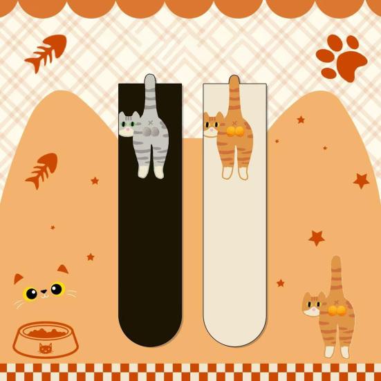 Cute Cat Socks with Balls for Women 3D Funny Cat Socks with Fuzzy Balls Novelty Animal Crew Cotton Sock for Cats Lovers