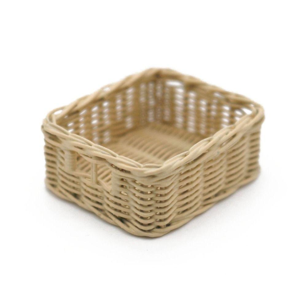 1/6 1/8 Scale Miniature Storage Basket Resin Dolls Basket with Handle Doll House