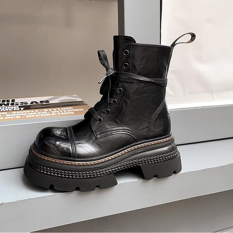 Winter Women's Boots Warm Plush Comfortable Platform Outdoor Snow Boots Lace Up Waterproof Brown Short Boots