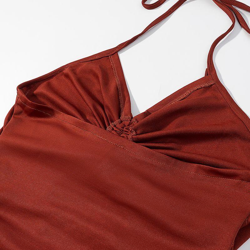 Araltay New Arrival Fashion Style Women's Clothing Fashion All-Match Elegant Silm Hanging Collar Strap Drawstring Dress