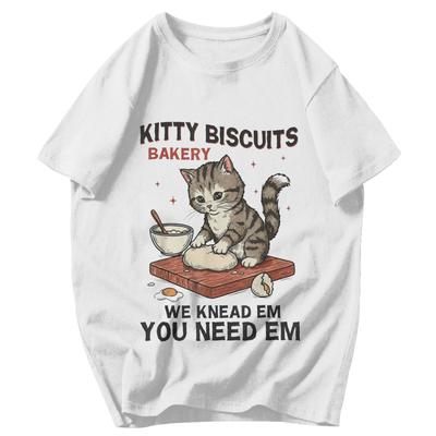 Men T Shirt Kitty Biscuits We Knead Em You Need Em Cat Lover Baking Trending Summer Y2K Graphic Crewneck Unisex Clothes T Shirts