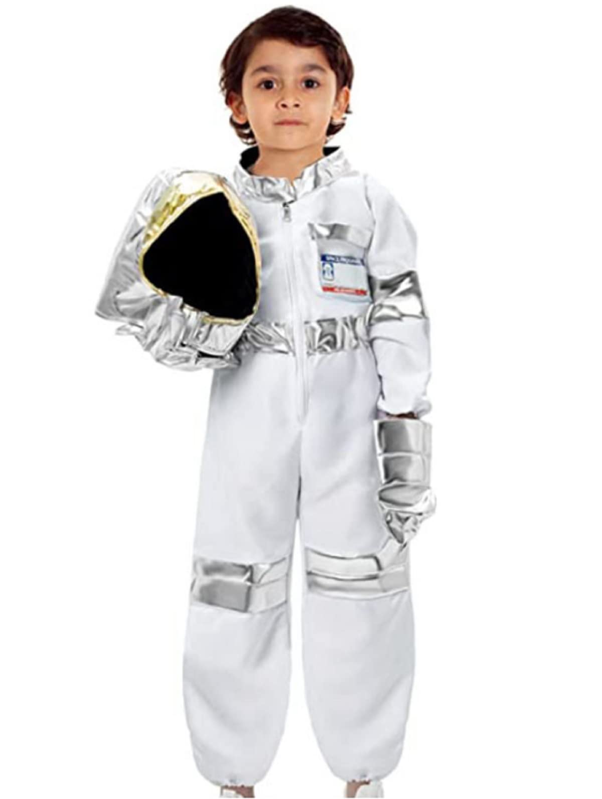 

Space Suit Cosplay for Suitable for Height Cool Astronaut Costume [deaizaka.biz] Kids, Jumpsuit, Helmet, Gloves, 3-Piece Set, 100-120cm, белый