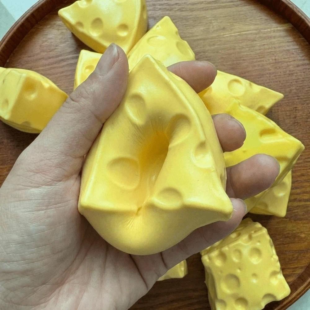 Super Soft Cheese Squeezed Cube Anxiety Relief Cheese Stress Ball Portable Cheese Pinch  Office