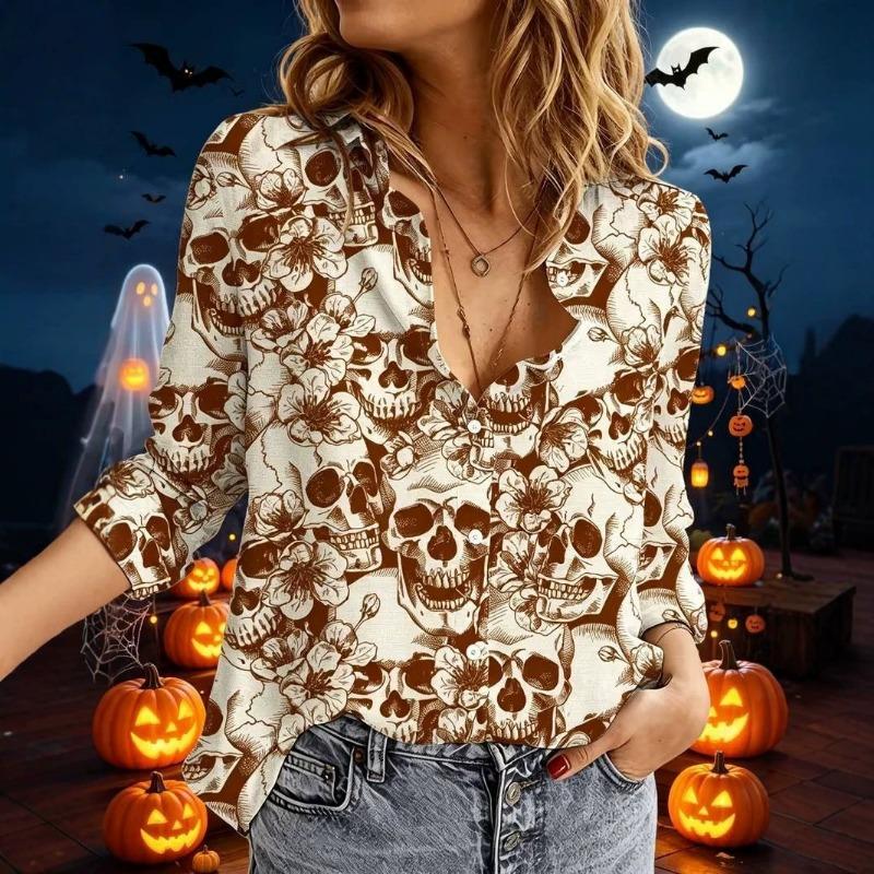 Casual Long Sleeve Halloween Women's Shirt