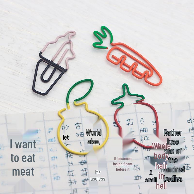 Cross-Border Colorful Carrot Paper Clips - Creative and Irregular Cartoon Metal Bookmarks for Planners