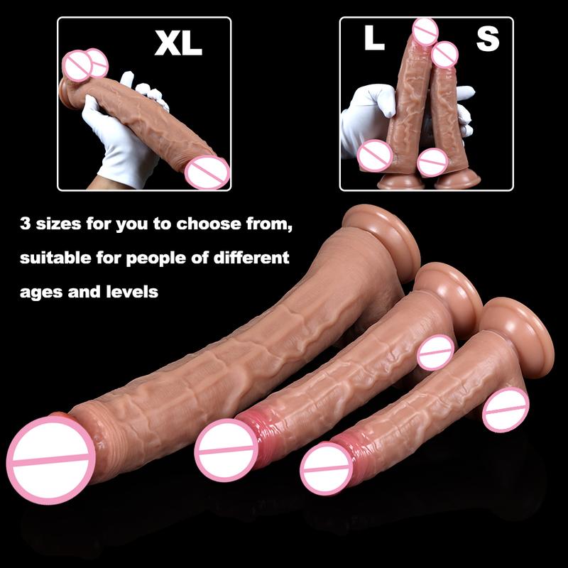 Spuer Größere Realistische Dildos Silikonschicht Penis mit Saugfuß Erwachsene Sexy Spielzeuge für Frau Mann Vagina Analmassage Stimulator