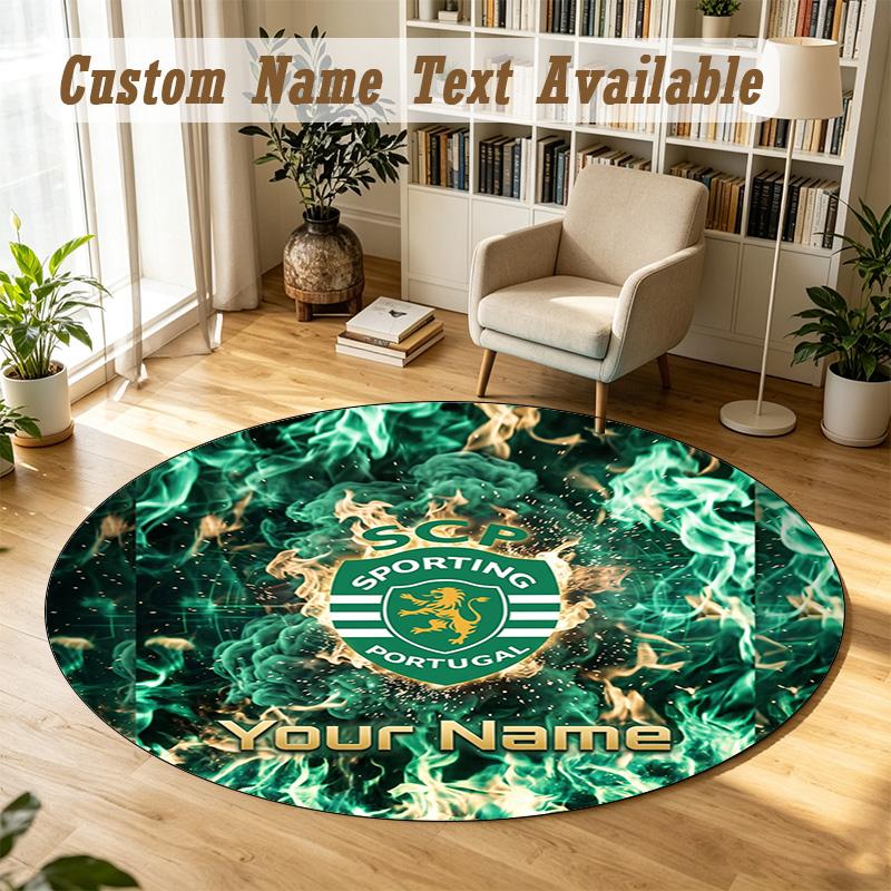 Round Rug Custom NameSporting CP Pattern Non Slip Carpet Home Floor Decor