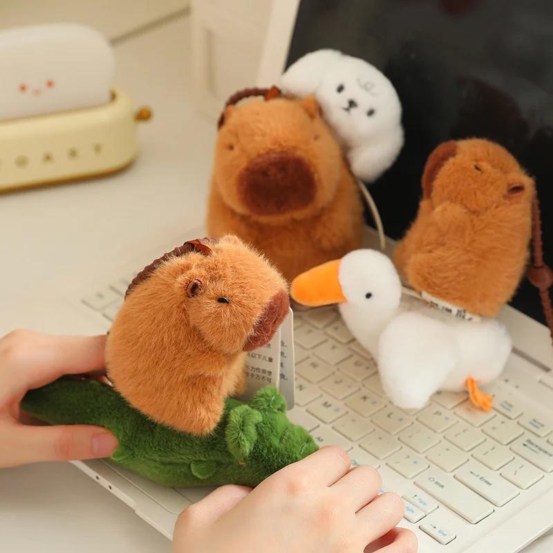 Lovely Cartoon Capybara Plush Keychain Stuffed Animal Doll Toy Kawaii Stay Wire Crocodile Goose Dog Key Bag Pendant Girl Gifts