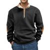 Neuankömmling Herren-Hoodie: Vintage Patchwork Besticktes Langarm-Hoodie mit halbem Reißverschluss