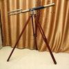 Nautical Marine Brass Finish Double Barrel Black Leather Coverd Wooden Brown Tripod Floor Standing Royal Handmade Telescope