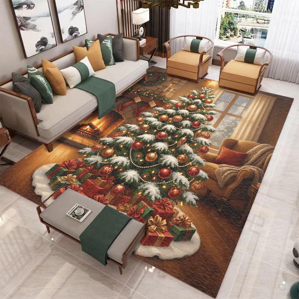 Christmas Rugs for Living Room Carpet Santa Claus Non Slip Washable Rugs for Bedroom Living Room Winter Carpet for Dining Room