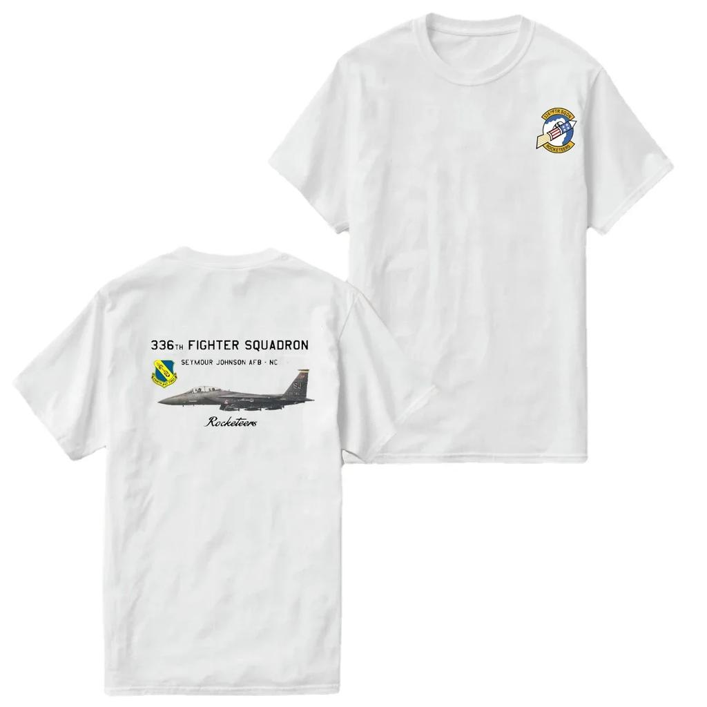 336 Eskadra Myśliwców F-15 Eskadra Rakiet T-shirt 100% Bawełna Okrągły Dekolt Letni Krótki Rękaw Codzienny Męski T-shirt Rozmiar S3XL
