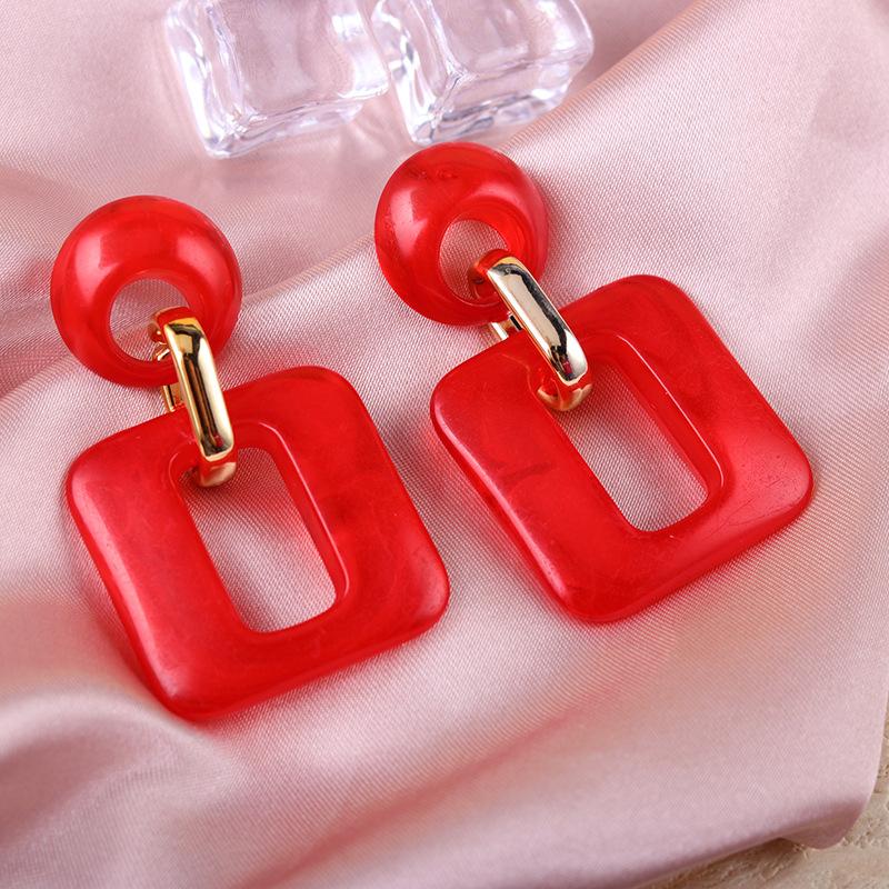 Textured Geometric Square Acrylic Stud Earrings Vintage Earrings Ear Accessories