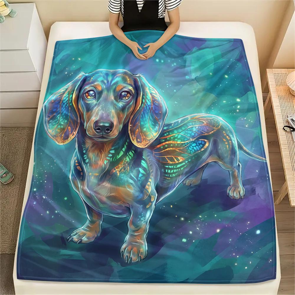 Blue green puppy goat Print Flannel Blanket,High quality Comfortable for All Seasons,Home Decor,Warmth and Comfort,Perfect for Christmas Gifts