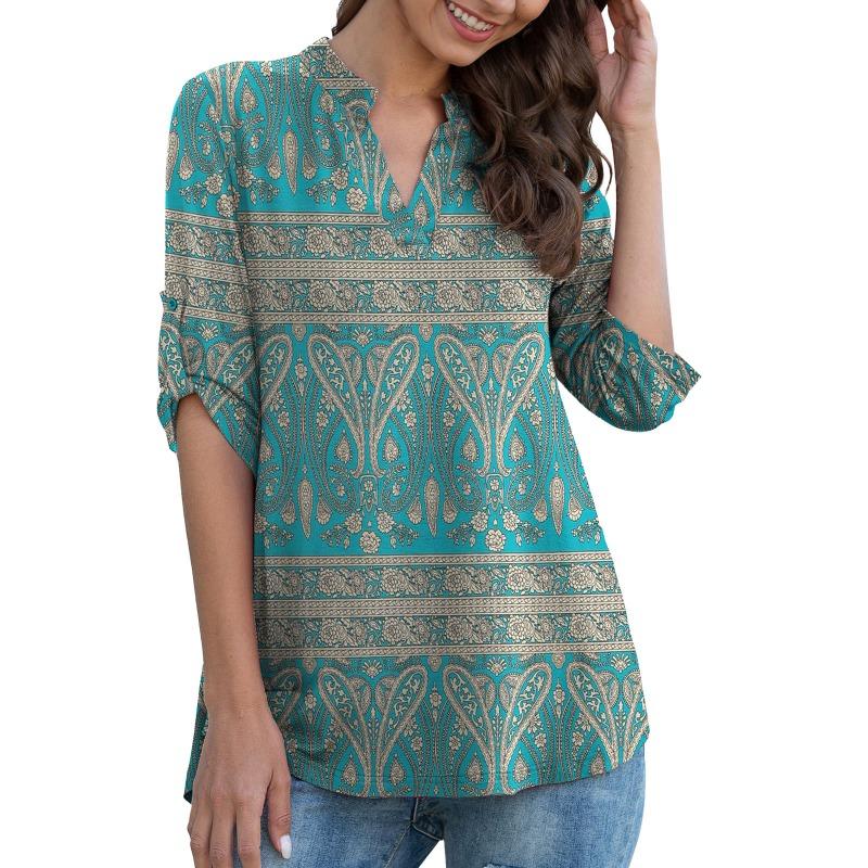 YYFS Women's Fashion Casual Summer Spring 1/2 Sleeves V-Neck Blouses & Shirts