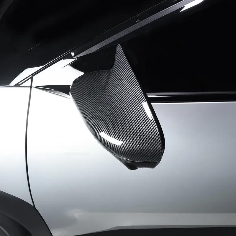 For Kia EV4 2025 2026 2pcs Bright Black Bull Horn Car Rear View Mirror Cover Trim  Exterior Accessories