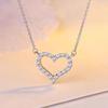 Full Diamond Love Necklace Women'S Light Luxury And Sweet Versatile Diamond-Encrusted Super Flash Hollow Pendant Collarbone Chain