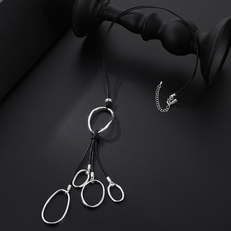 Sweater Chain Women S Fashion Leather Long Exaggerated Necklace High-End Long Necklace