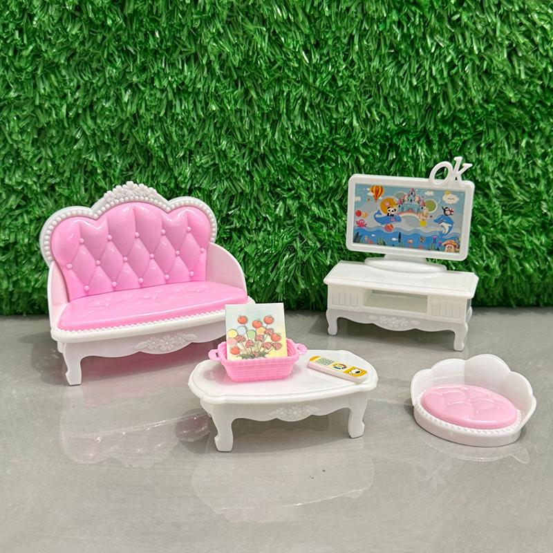 

1Комплект 1:12 Кукольный домик Миниатюрный диван ТВ журнальный столик Набор мебели для гостиной Домашняя модель Декор Игрушка Аксессуары для кукольного домика бежевый
