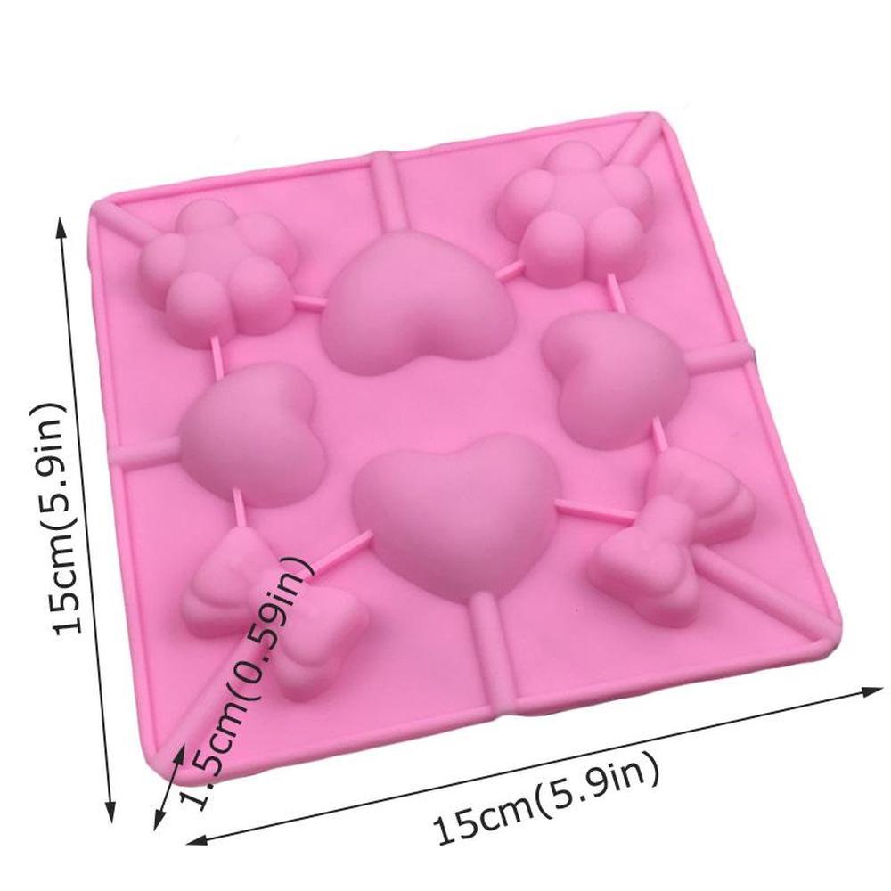 Silicone Mould 3d Lollipop Mold Heart Cake Maker Candy Bar Chocolate Mold Ice Cube Pastry Accessory