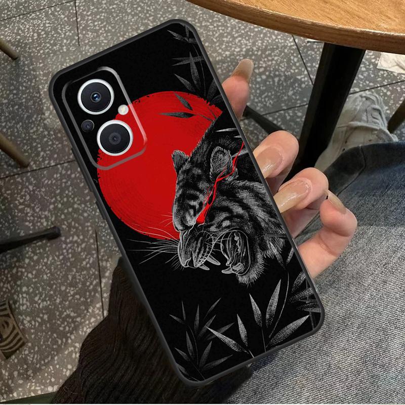 Tiger Red Sun Japan Art For OPPO Reno 10 11 12 13 14 Pro 7 8 Lite 8T 11F 12F 13F 14F OPPO Find X8 X9 X5 X6 Pro Case