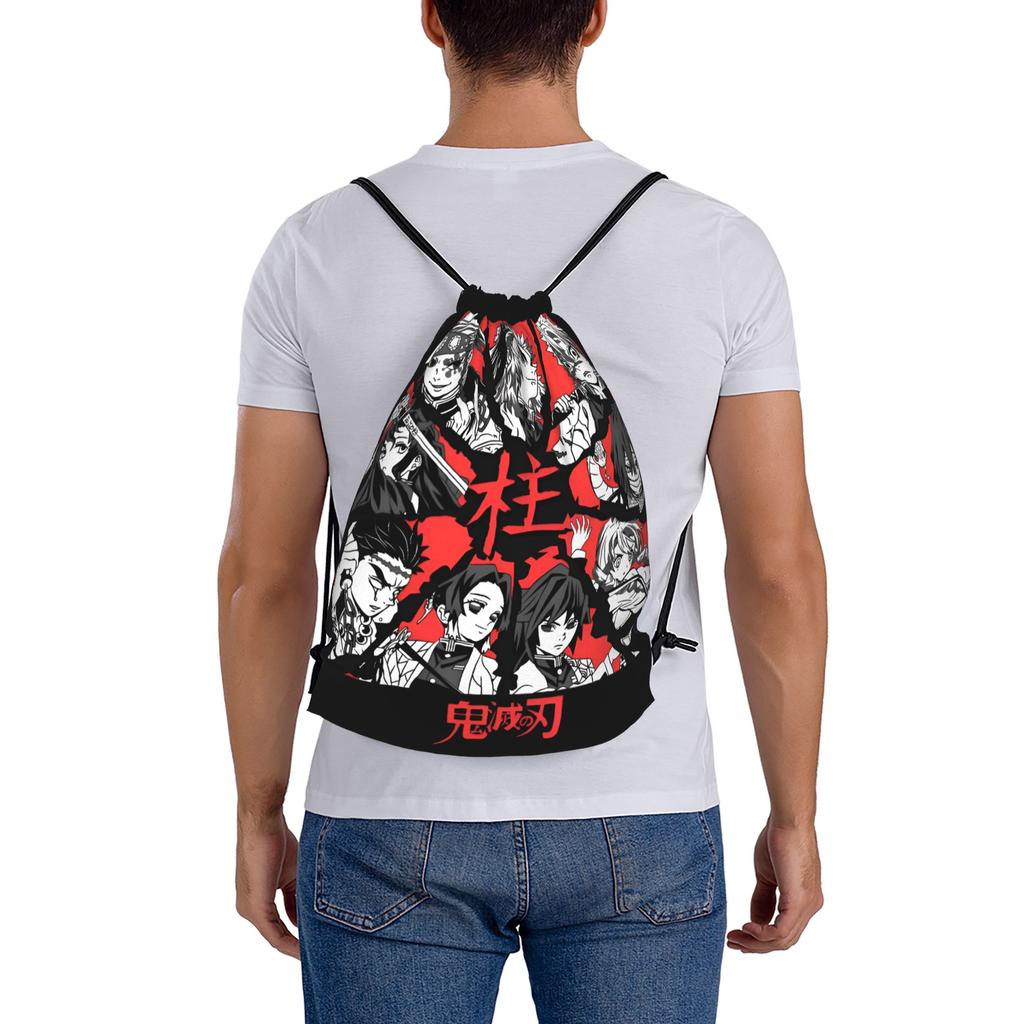 Custom Demon Slayers Drawstring Bag Women Men Portable Sports Gym Sackpack Manga Shopping Storage Backpacks