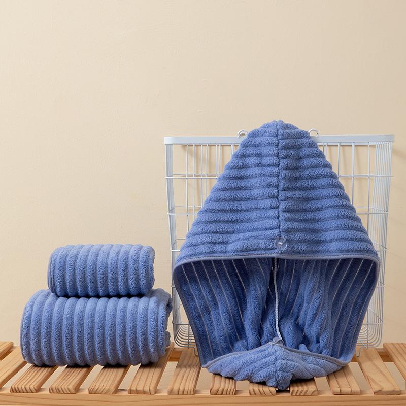 Candy Stripe Coral Fleece Towel - Thick, Absorbent, Non-Shedding Velvet Bath Towel for Daily Household Use