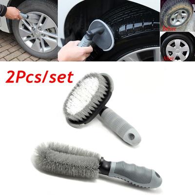 2Pcs/set Car Tire Cleaning Brush Type Multi-Functional Wheel Hub Brush Car Washing Tool MYY