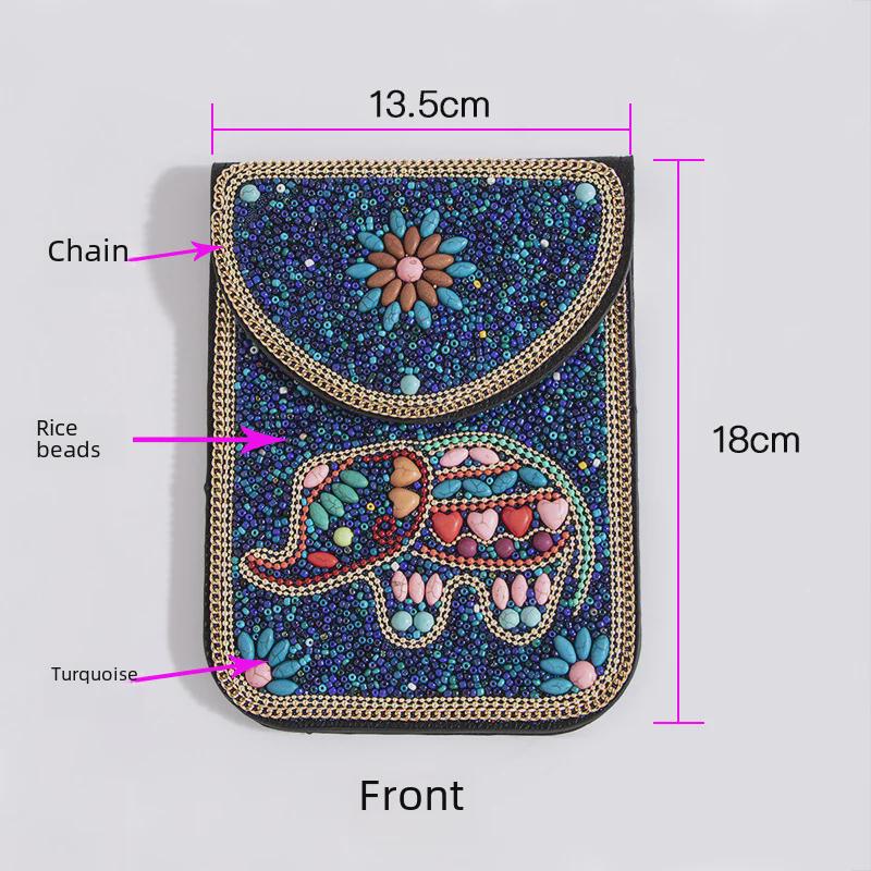 Exquisite Bohemian Style Crossbody Bag with Rice Beads, Shells, and Flowers