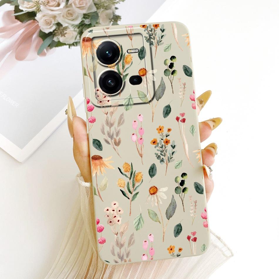 For Vivo V25 V25e 4G Cute Cat Flower Cartoon Phone Case For Vivo V25 V 25 25E V2201 V2202 Shockproof Soft Silicone Covers Bumper
