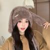 Winter Plush Bunny Ear Beanie With Knit For Girls And Kids