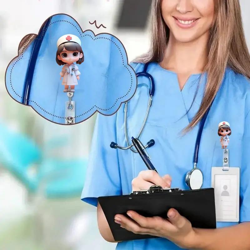 Retractable nurse badge clip, ideal for nursing students, nurses, and medical staff. A perfect gift.