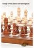 2-in-1 Wooden Folding Magnetic Chess & Checkers Board Game - Portable Tabletop Puzzle Toy