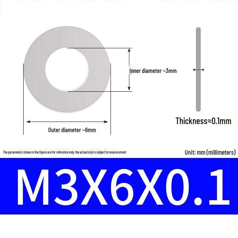 304 Stainless Steel Ultra-Thin Flat Washer, Thickness: 0.1/0.2/0.3/0.4/0.5 Mm, Sizes M1-M8