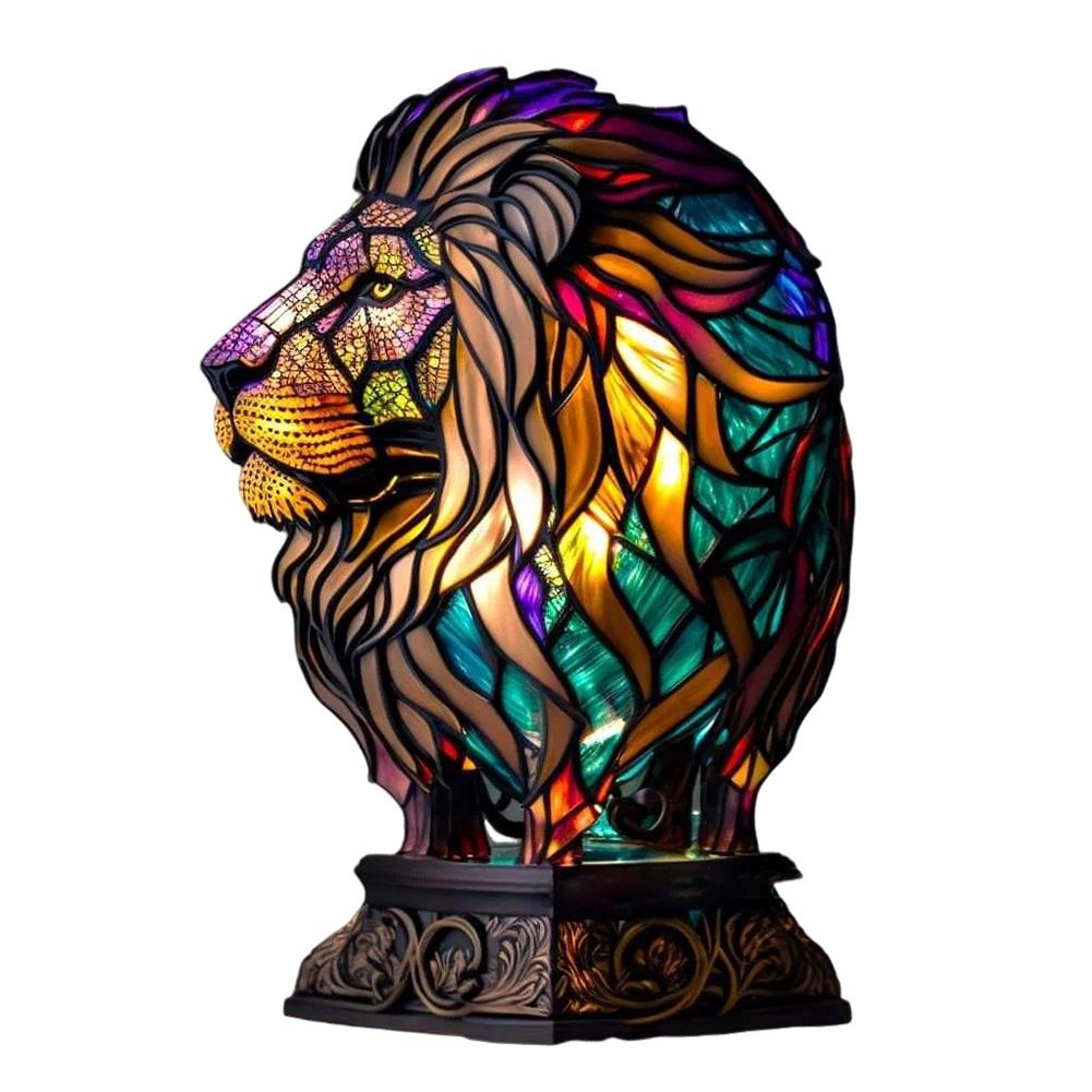 Animal Table Lamp Creative Stained Resin Glass Animal Sculpture Night Light For Living Room Bedroom Home Decoration