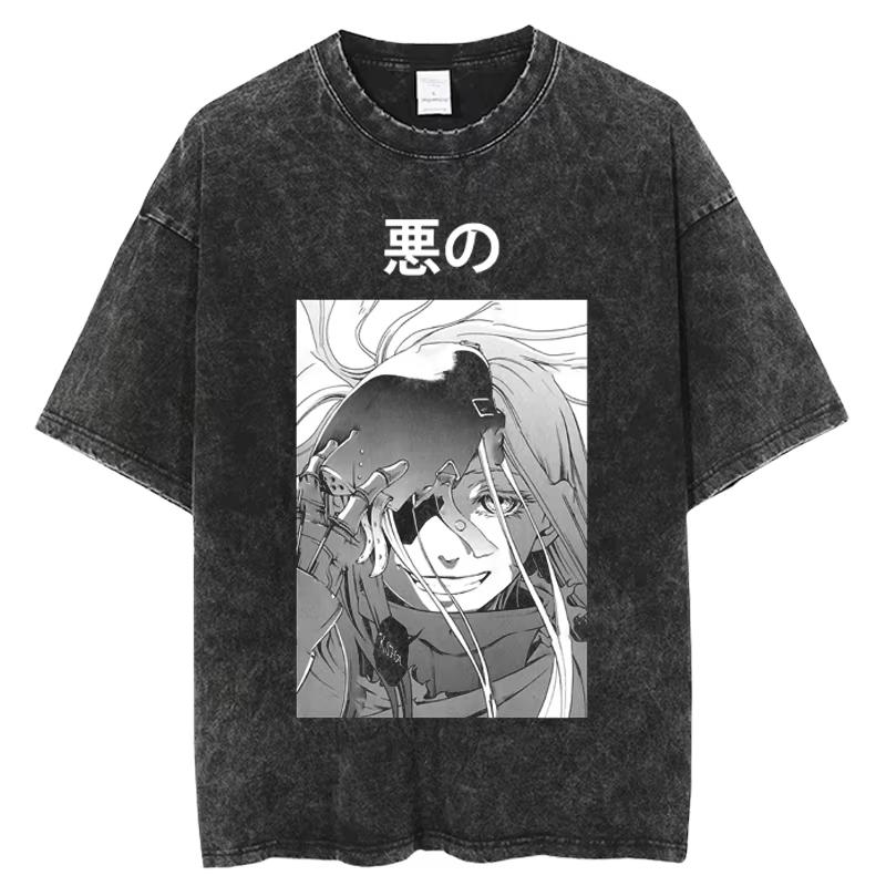 Anime Deadman Wonderland Shiro Graphic T Shirt Men Women Manga T-shirts Vintage Washed Tee Harajuku Oversized T-shirt