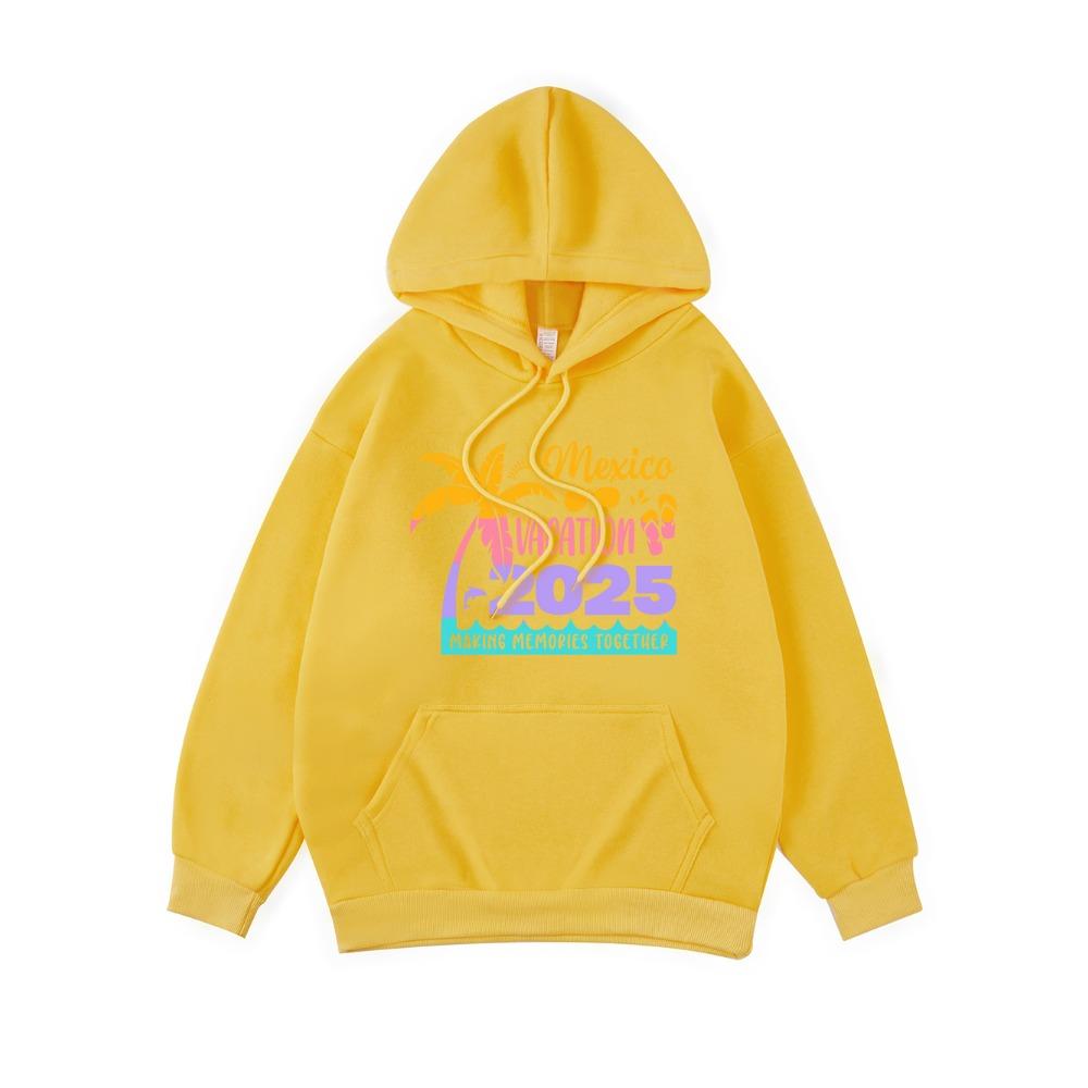 Mexico Vacation Printing Hoodie Women Winter Fleece Warm Hooded Pocket Sweatshirt Comfortable Loose Womans Clothing