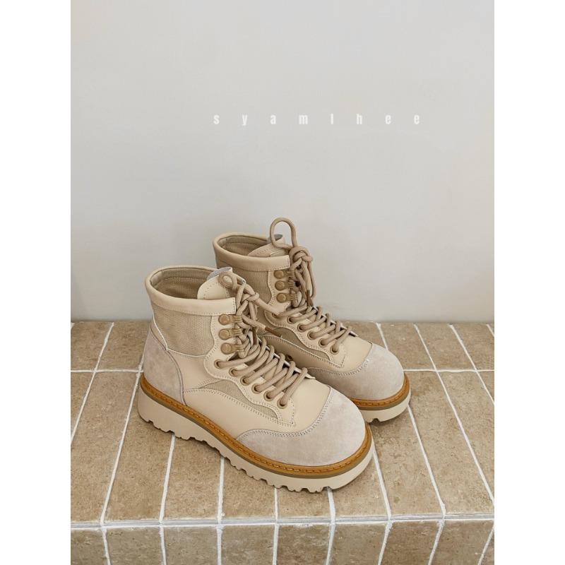 

Thick-soled outdoor Martin boots women s summer new breathable hiking desert boots tooling casual thin short boots 40 бежевий