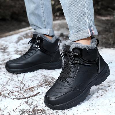Winter Men Boots Warm Plush Boots For Men Outdoor Lightweight Hiking Sneakers Non-slip Male Casual Shoes Working Ankle Snow Boot