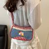Plaid Denim Underarm Bag Rural Style Crossbody Bag Lovely Lattice Shoulder Bag  Women