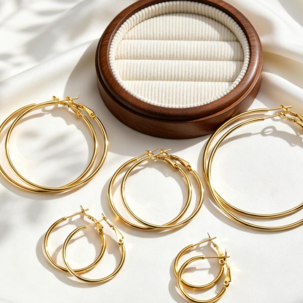 Minimalist Round Hoop Earrings for Women Stainless Steel Geometric Earrings Hip Pop Fashion Jewelry Gift
