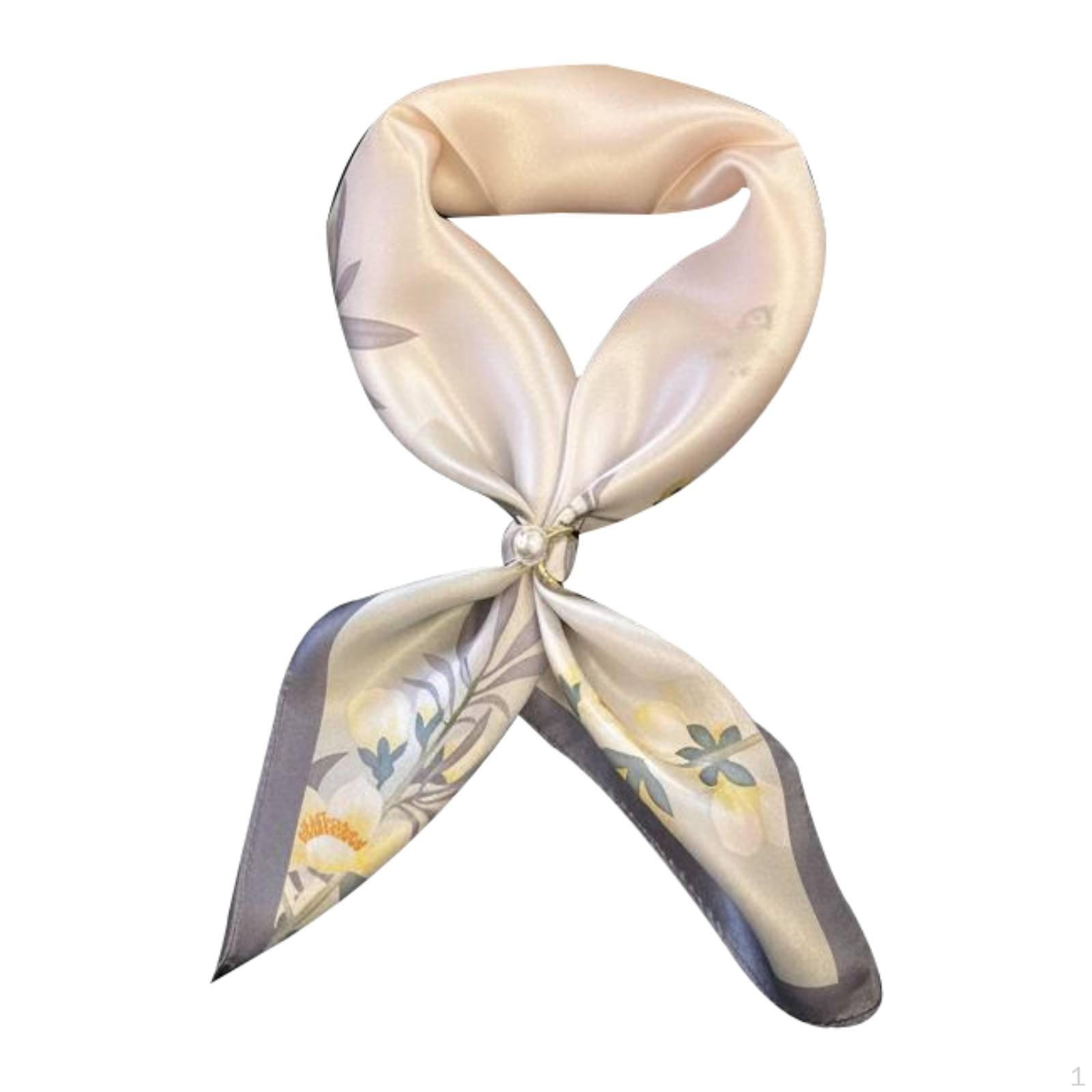 Silk Neck Scarf Soft and Smooth Floral Lightweight Gift Accessory Gardenia Bloom 53CM Gardenia Bloom 53CM