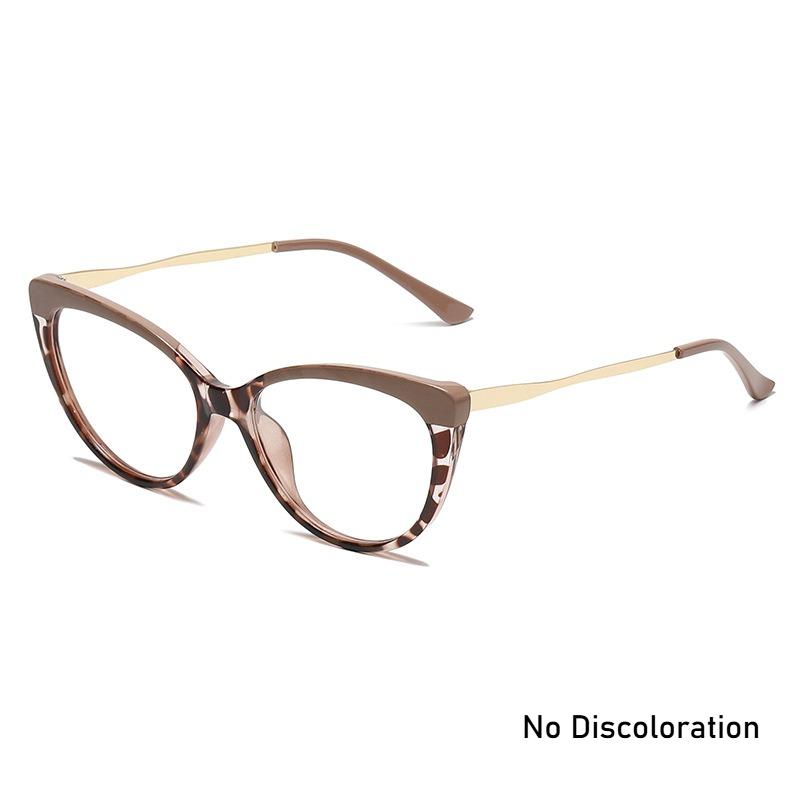 Retro Color Changing Anti Blue Light Glasses Cat Eye Metal Frame Eyeglasses Fashion TR90 Anti Blue Light Blocking Glasses