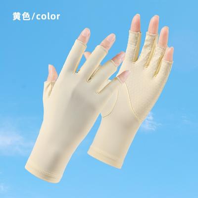 Sunscreen Gloves Manicure Half Finger Ice Silk Women Driving Non-slip Breathable Touch Screen Thin Summer UV Protection Gloves
