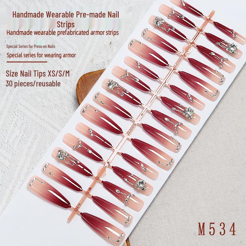 Xiaohongshu Handmade Red Floral Nail Art: Wearable, High-End Whitening Nail Tips Stickers