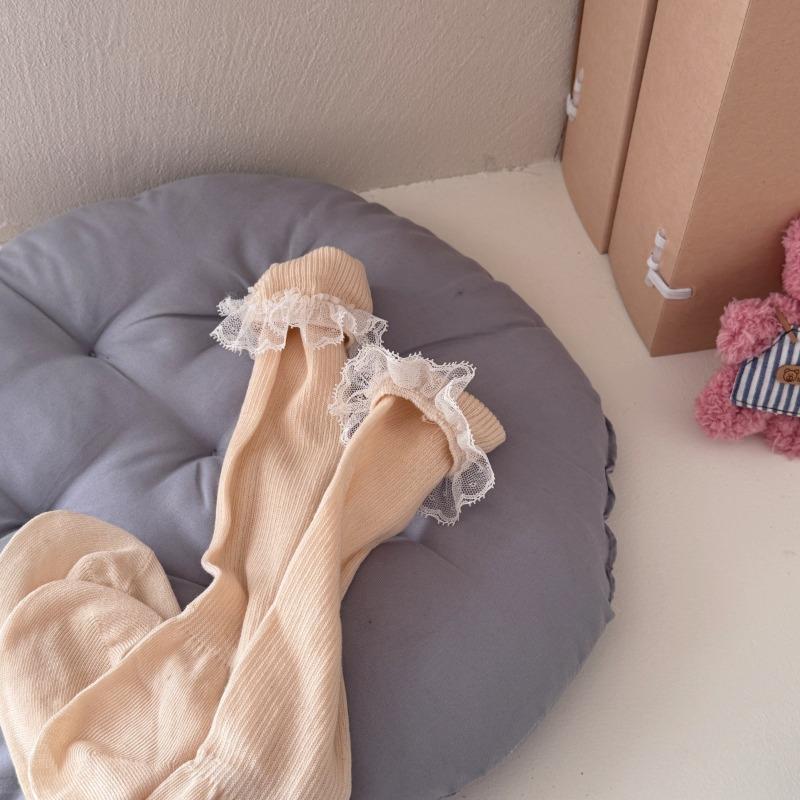 Sweet Lace Pile Socks, Thin Summer Girls' Breathable Calf Socks