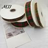 Wired Edge Ribbon for Holiday Decor Christmas Tartan Plaid with Gold Trim, Woven Fabric Ribbon, Vintage Red Crafts Green Gift Wrapping, Floral Decor,